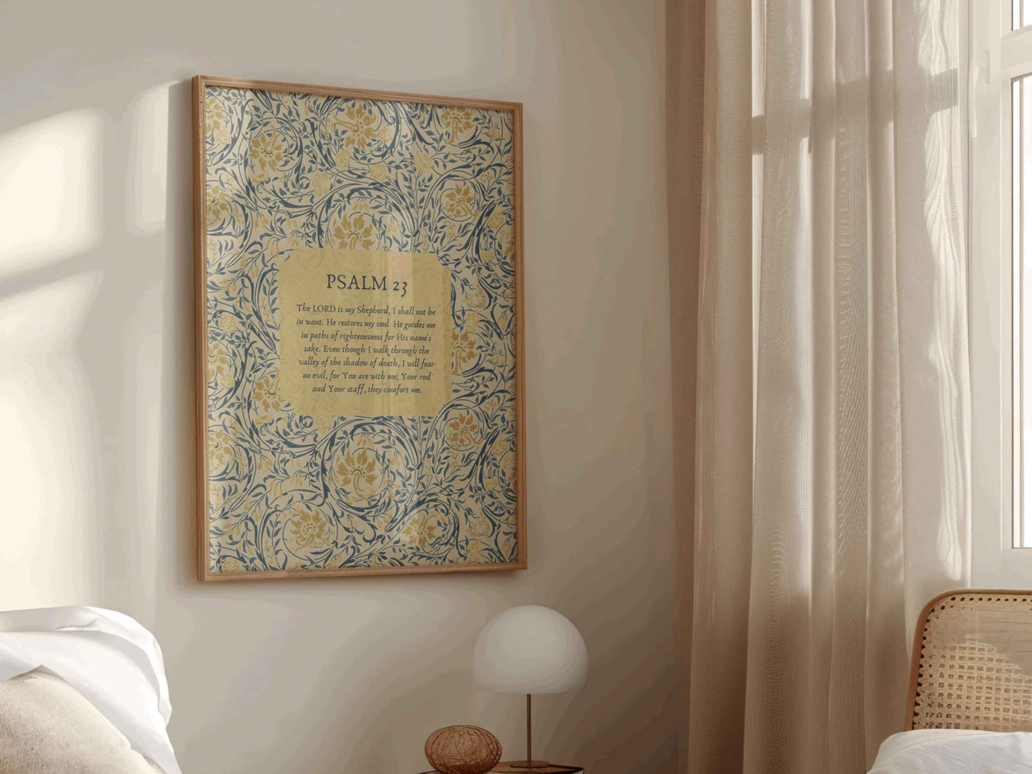 Psalm 23 - The Lord Is My Shepherd Floral Wall Art Print