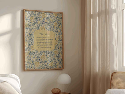 Psalm 23 - The Lord Is My Shepherd Floral Wall Art Print