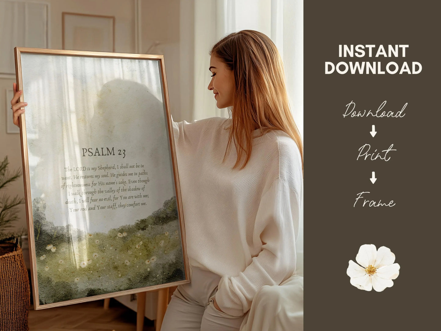 Psalm 23 - The Lord Is My Shepherd Vintage Printable Wall Art