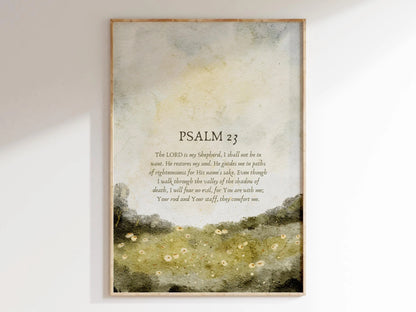 Psalm 23 - The Lord Is My Shepherd Vintage Printable Wall Art