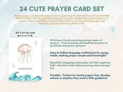 24 Learn How To Pray Cards for Kids - Cute Sealife