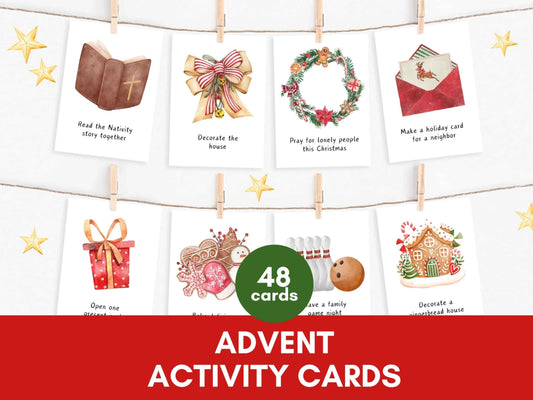 48 Christian Advent Activity Calendar Cards for Kids