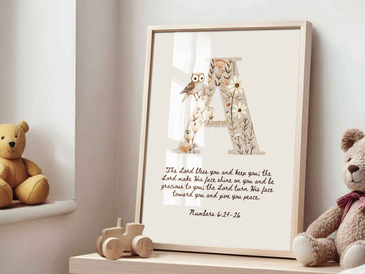 Letter A - The Blessing for Kids - Numbers 6:24-26 Wall Art