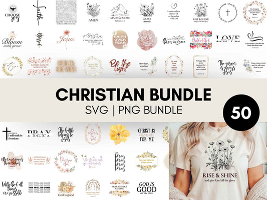 Christian SVG PNG Bundle of 50