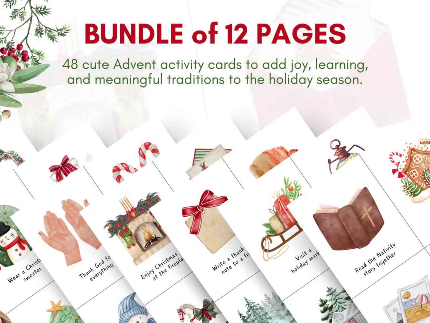 48 Christian Advent Activity Calendar Cards for Kids