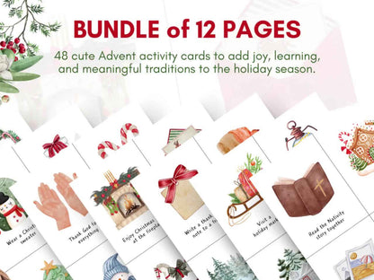 48 Christian Advent Activity Calendar Cards for Kids