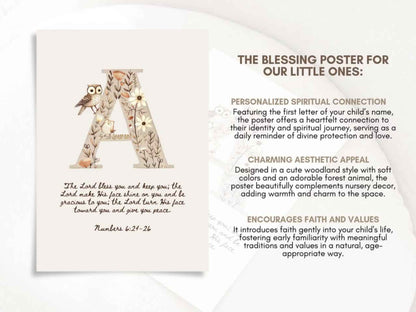 Letter A - The Blessing for Kids - Numbers 6:24-26 Wall Art