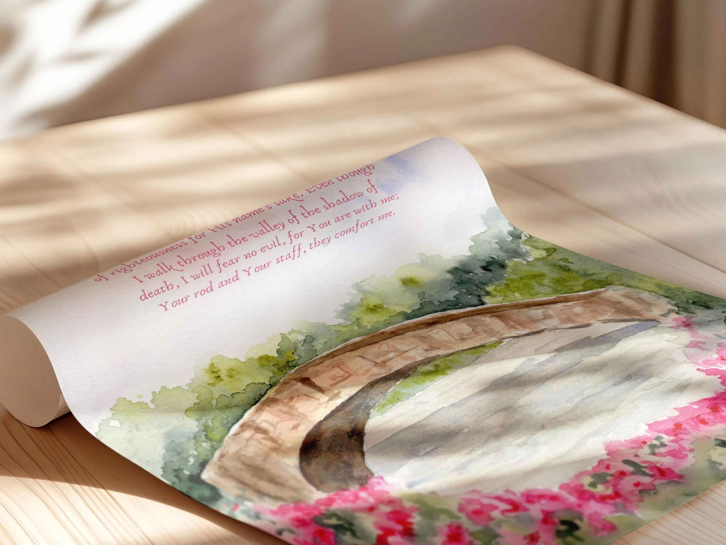 The Lord Is My Shepherd - Psalm 23 Watercolor Wall Art Print