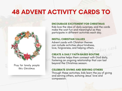 48 Christian Advent Activity Calendar Cards for Kids