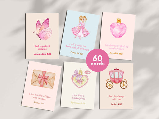 60 Christian Bible Verse Affirmation Cards for Little Girls