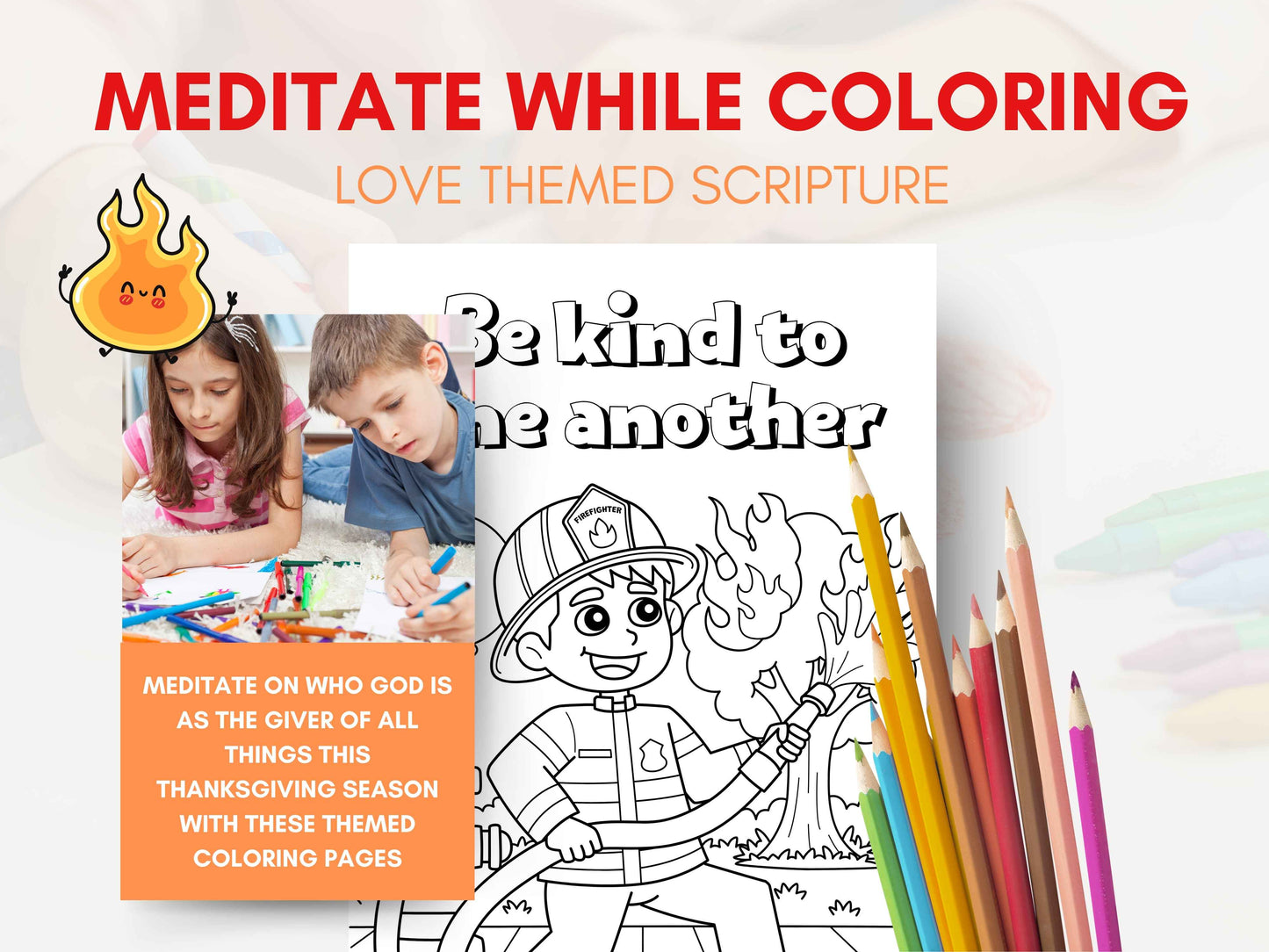 Bible Verse Coloring Pages for Kids - Firefighter Theme