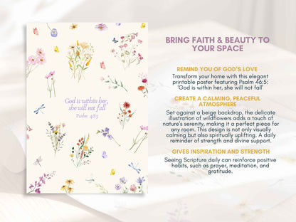 God is Within Her - Psalm 46:5 Wildflowers Poster