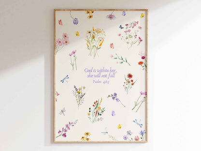 God is Within Her - Psalm 46:5 Wildflowers Poster