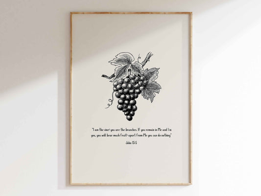 I am the Vine - John 15:5 Printable Bible Verse Poster