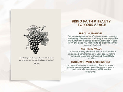 I am the Vine - John 15:5 Printable Bible Verse Poster