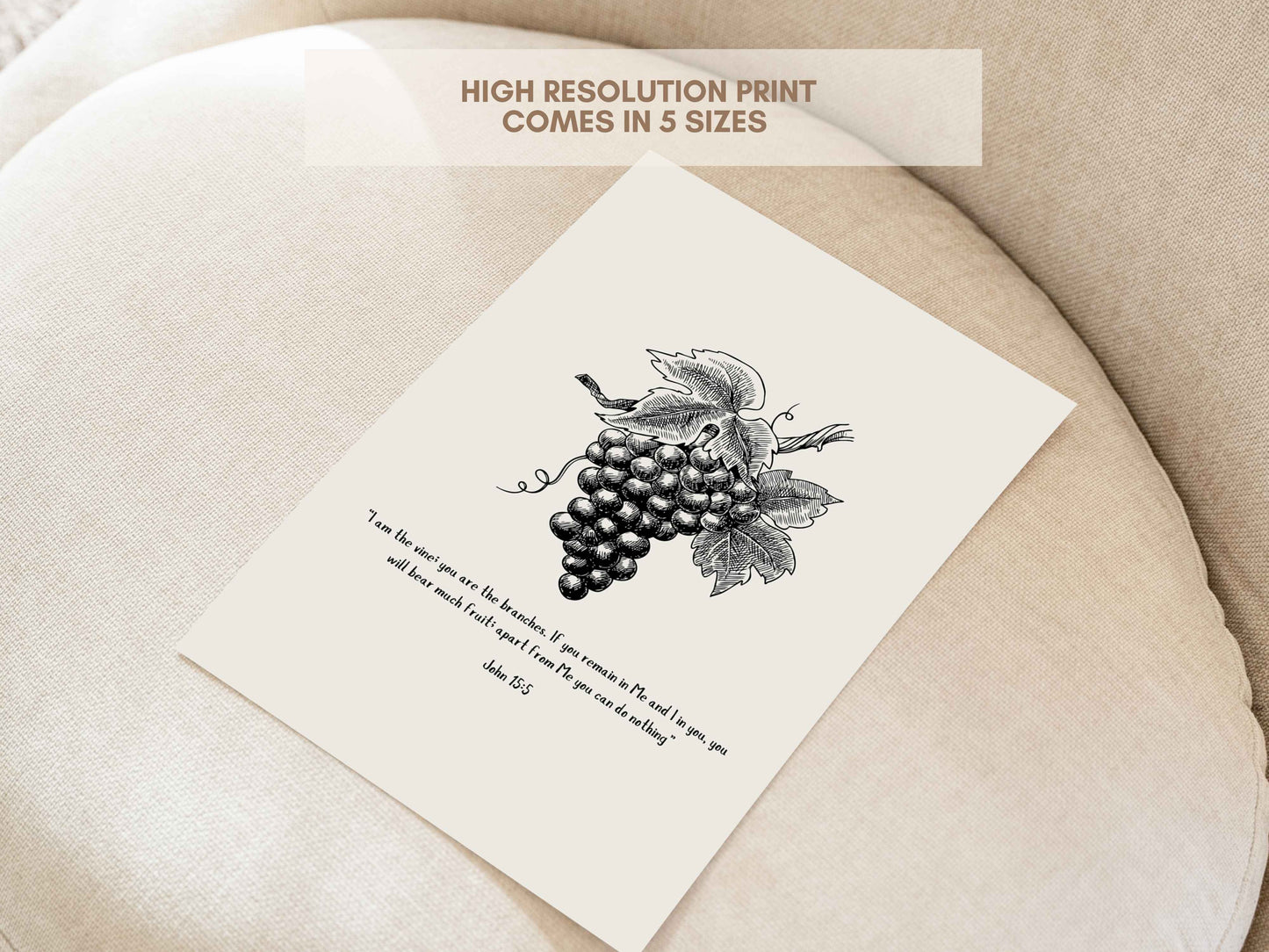 I am the Vine - John 15:5 Printable Bible Verse Poster