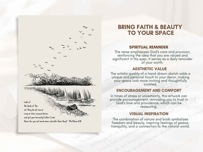 Look at the Birds - Matthew 6:26 Printable Poster