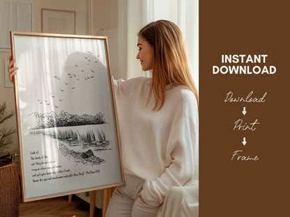 Look at the Birds - Matthew 6:26 Printable Poster