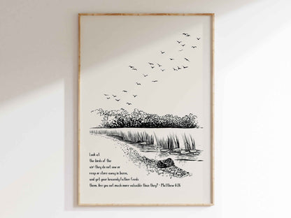 Look at the Birds - Matthew 6:26 Printable Poster