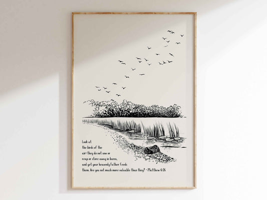 Look at the Birds - Matthew 6:26 Printable Poster