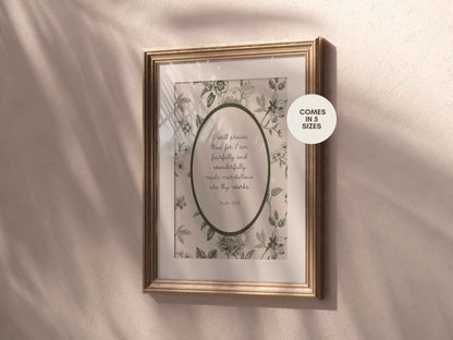 Fearfully and Wonderfully Made | Psalm 139 KJV Vintage Print