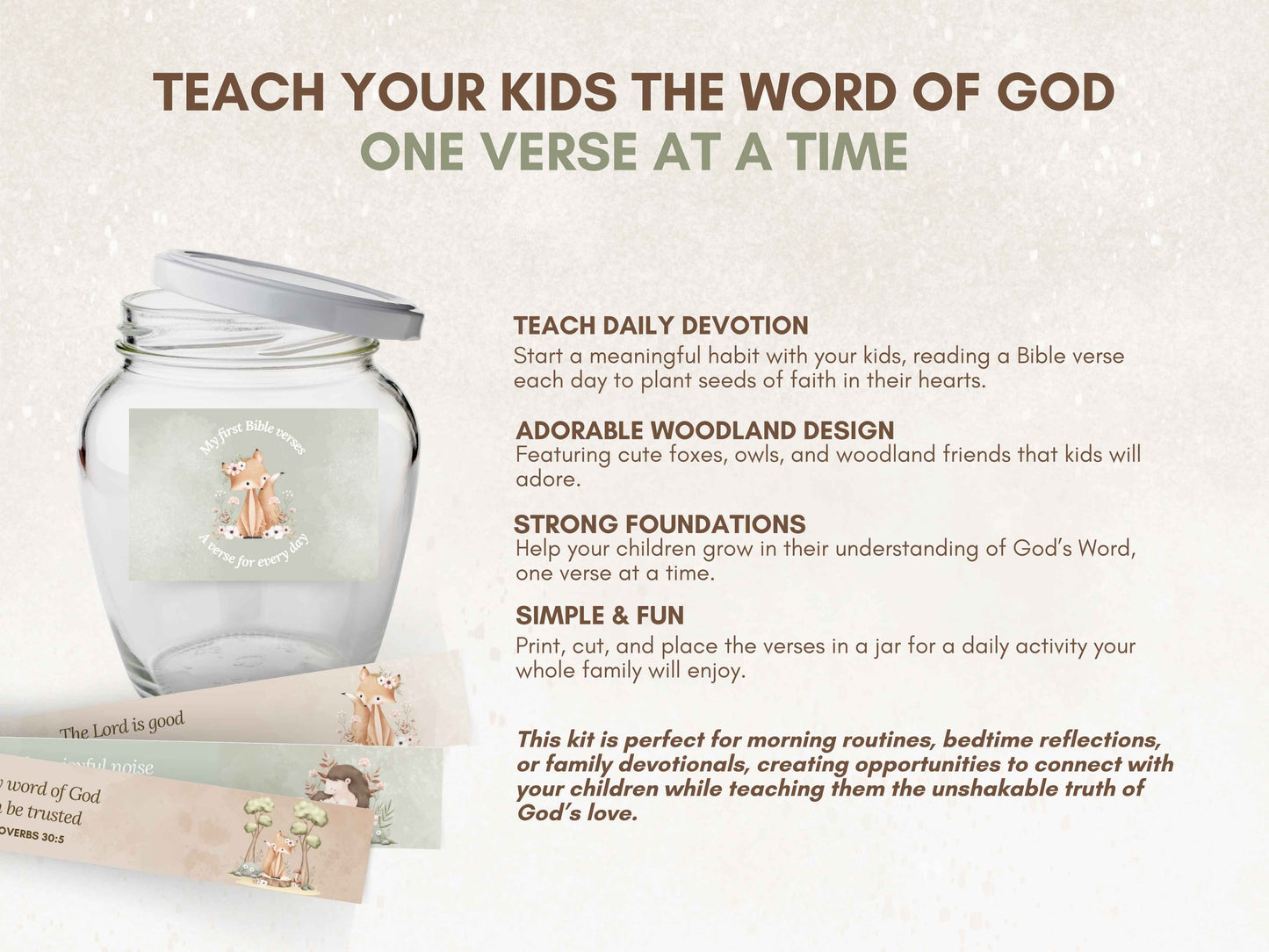 DIY Scripture Jar for Kids - Woodland Theme
