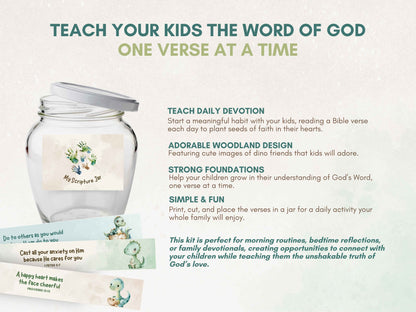 DIY Scripture Jar for Kids - Cute Dino Theme