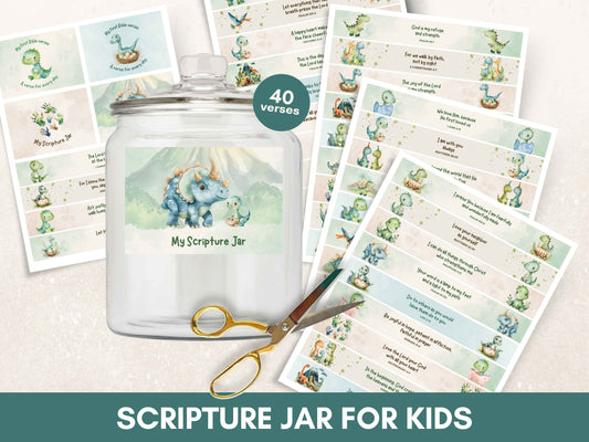 DIY Scripture Jar for Kids - Cute Dino Theme
