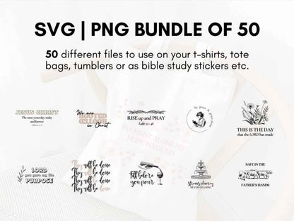 Set of 50 Christian SVG PNG Files Bundle