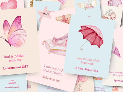 60 Christian Bible Verse Affirmation Cards for Little Girls