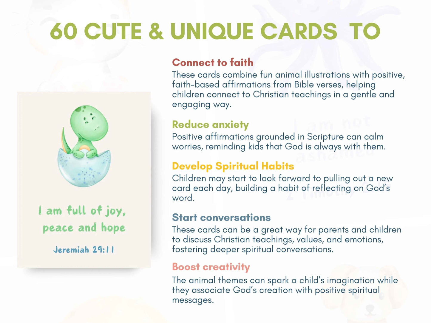 60 Christian Bible Verse Affirmation Cards for Kids