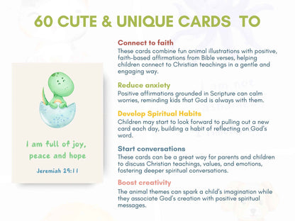 60 Christian Bible Verse Affirmation Cards for Kids