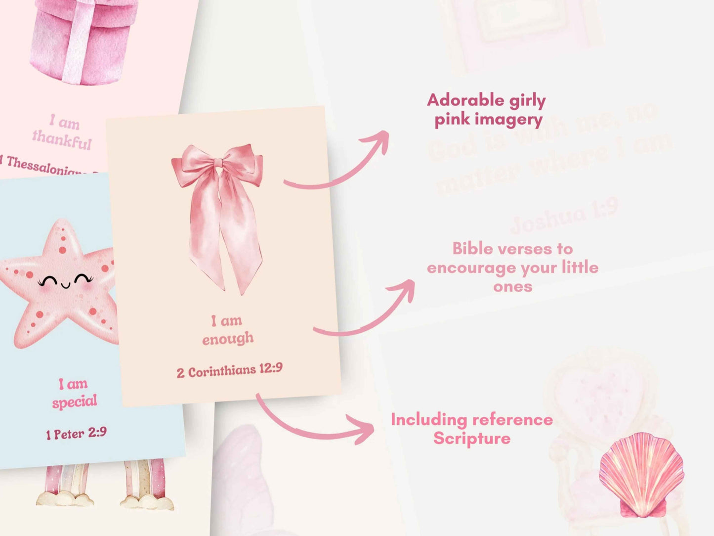 60 Christian Bible Verse Affirmation Cards for Little Girls