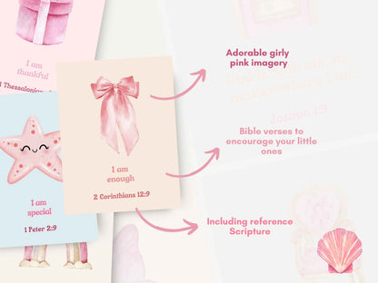 60 Christian Bible Verse Affirmation Cards for Little Girls