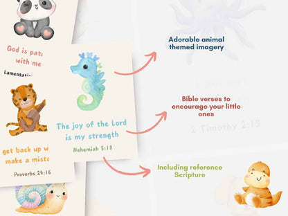 60 Christian Bible Verse Affirmation Cards for Kids