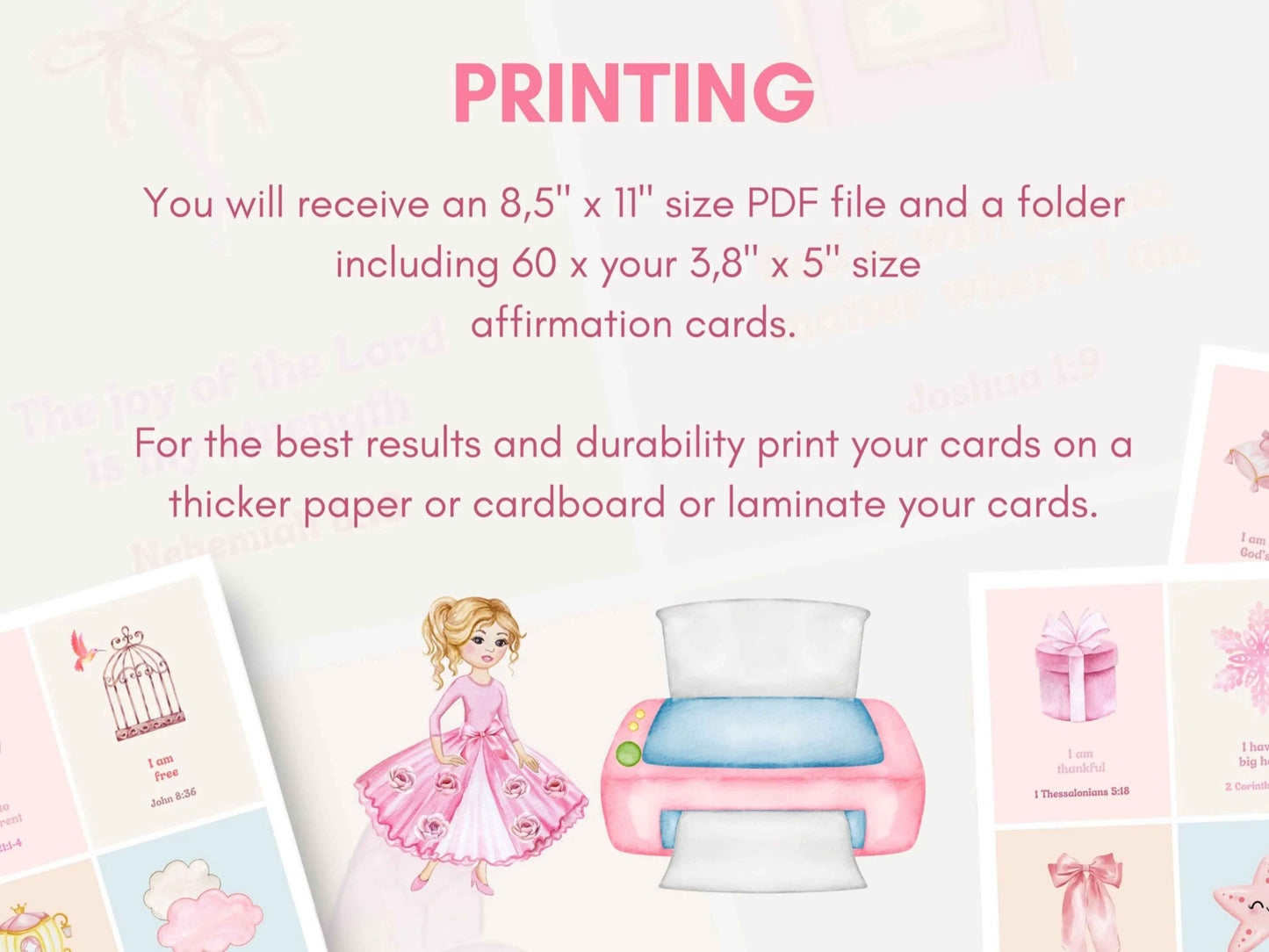60 Christian Bible Verse Affirmation Cards for Little Girls