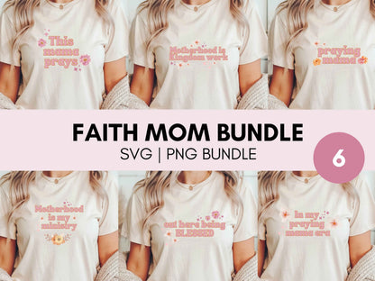 Pink Faith Mom SVG PNG - Scripture Bundle of 6