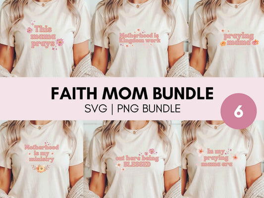 Pink Faith Mom SVG PNG - Scripture Bundle of 6