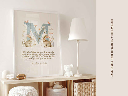 Letter M - The Blessing for Kids - Numbers 6:24-26 Art Print